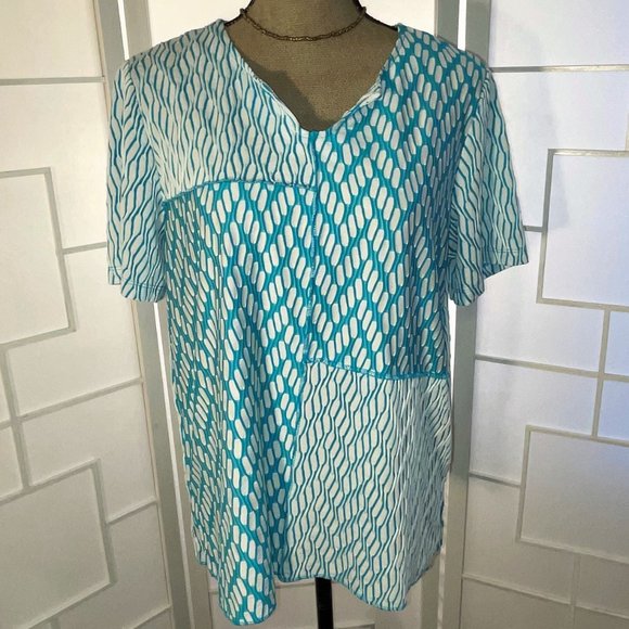 Alfred Dunner Keyhold Neck Patchwork Top - Picture 2 of 13